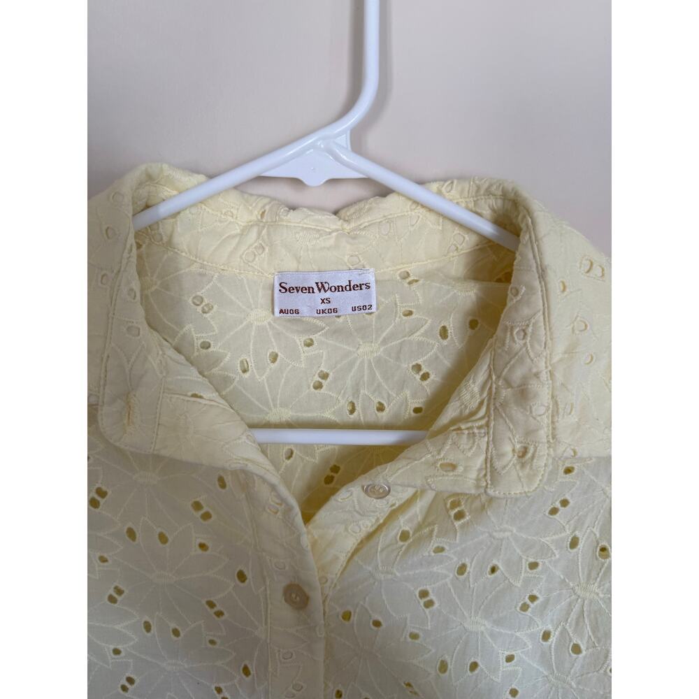 Seven Wonders Yellow Floral Eyelit Cutout Matching Set Preppy Summer Vacation - Picture 4 of 14